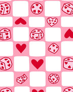 Pink Heart Dice Checkerboard Rug