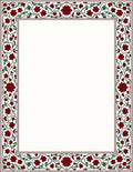 Deep Red Floral Vine Border Rug