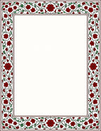 Deep Red Floral Vine Border Rug
