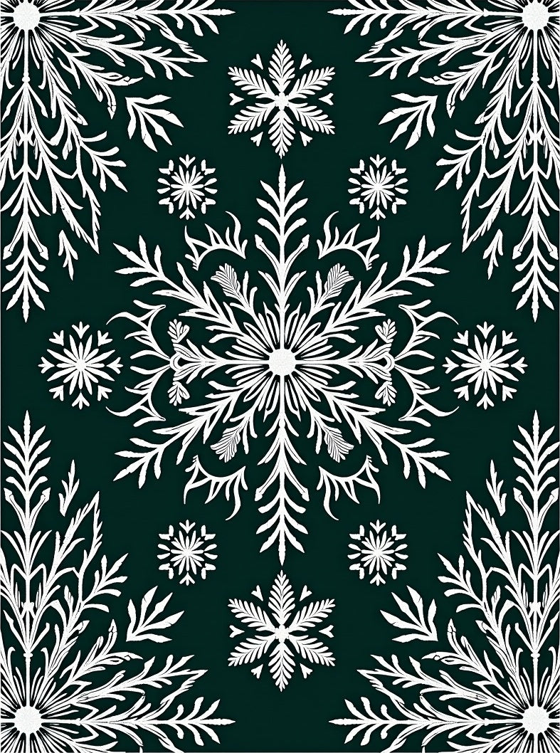 White Snowflake Foliage Emerald Rug