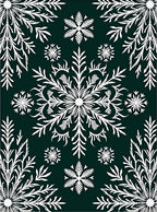 White Snowflake Foliage Emerald Rug