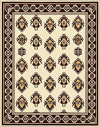 Rich Brown Cream Geometric Diamond Rug