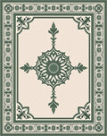 Classic Cream Green Ornamental Medallion Rug