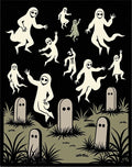Spooky Ghost Tombstone Graveyard Scene Rug