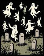 Spooky Ghost Tombstone Graveyard Scene Rug