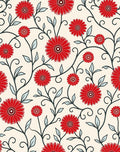 Crimson Floral Vine Scrollwork Rug