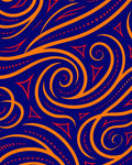 Bold Orange Swirl Red Triangles Rug