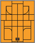 Modern Orange Geometric Court Lines Rug