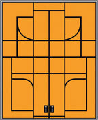 Modern Orange Geometric Court Lines Rug