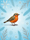 Robin With Winter Snowflakes Rug