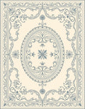 Ornate Blue Floral Scrollwork Medallion Rug