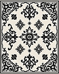 Ornate Black Cream Medallion Swirl Rug