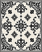 Ornate Black Cream Medallion Swirl Rug