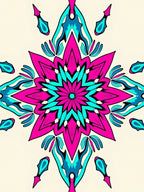 Vibrant Fuchsia Teal Starburst Medallion Rug