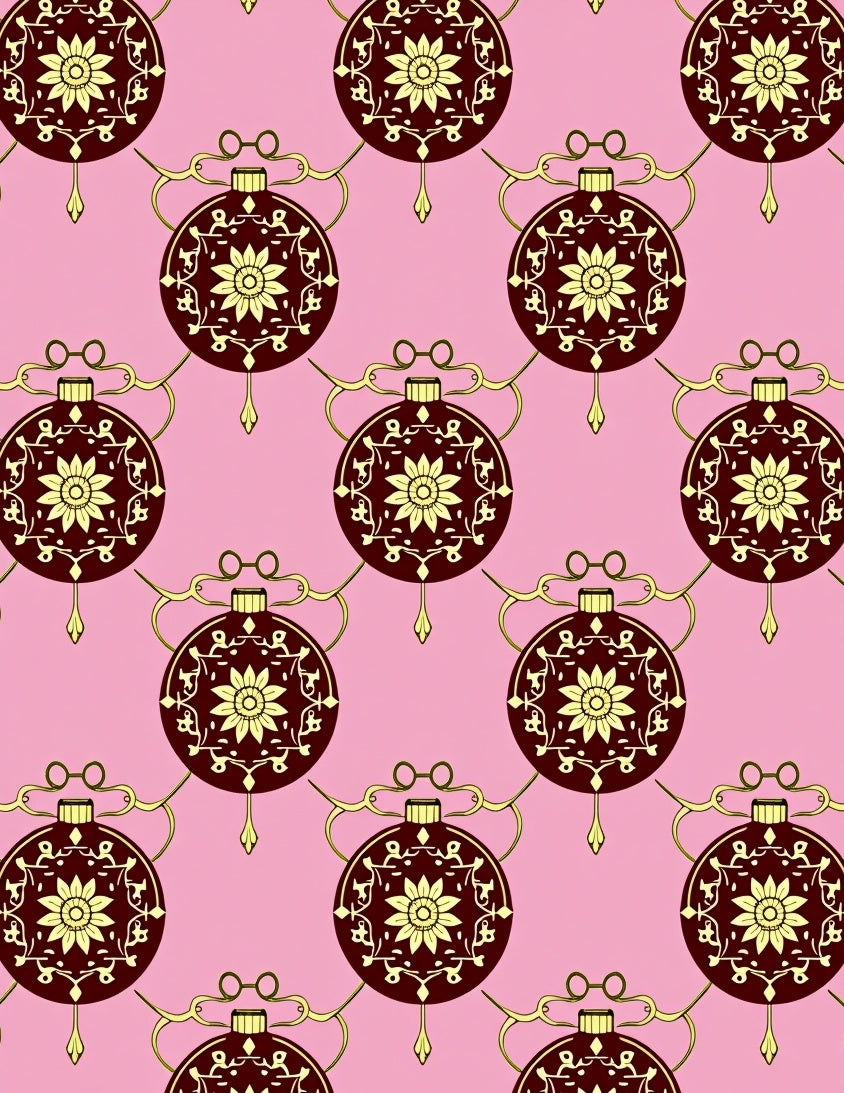 Burgundy Floral Ornament Gold Chain Rug