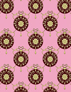 Burgundy Floral Ornament Gold Chain Rug