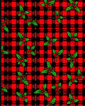 Red Black Plaid Holly Berry Accent Rug