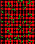 Red Black Plaid Holly Berry Accent Rug