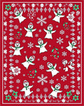 Charming Red Snowman Snowflake Fabric Rug