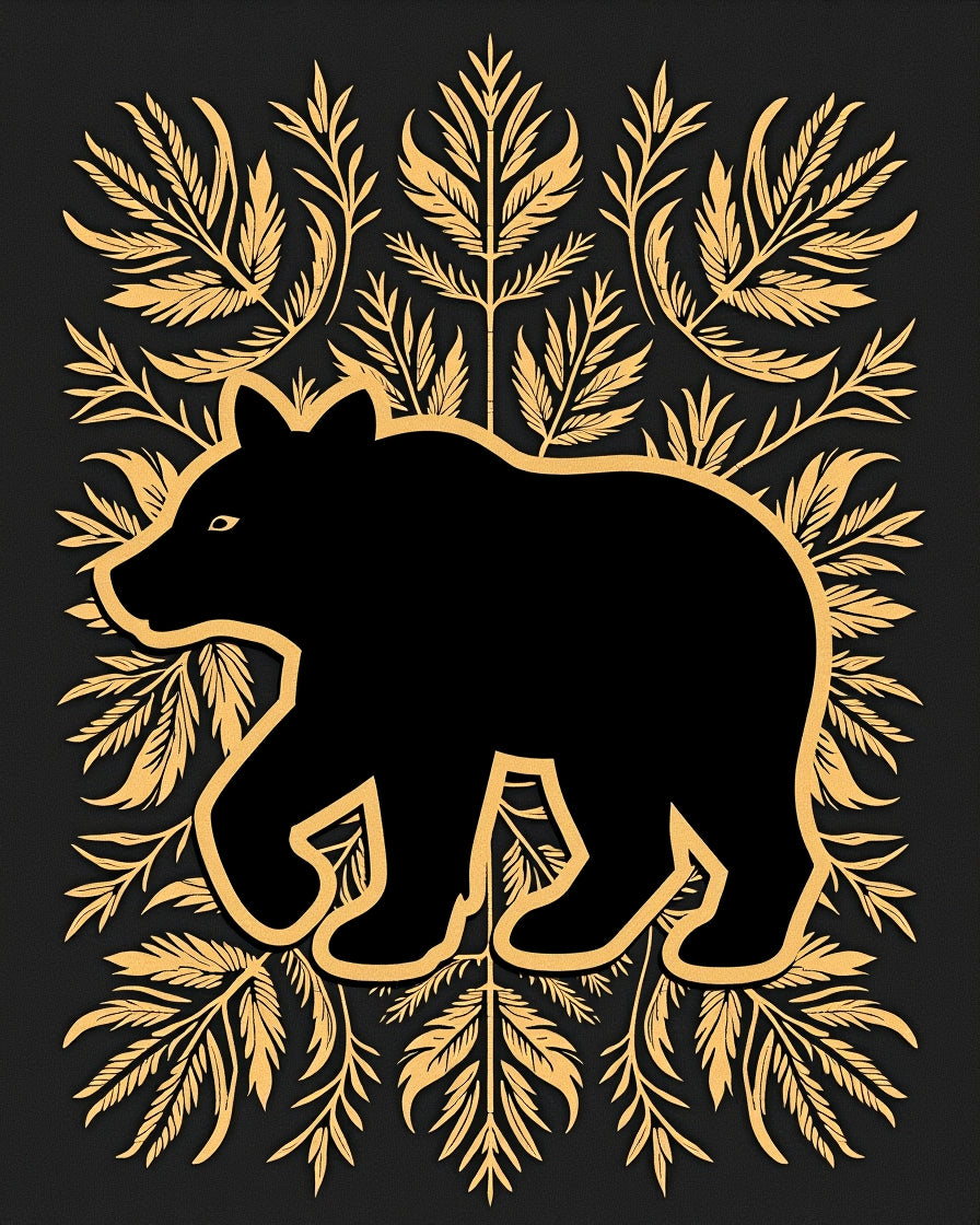 Black Bear Golden Foliage Harmony Rug