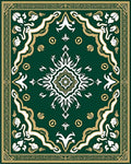 Emerald Symmetrical Floral Border Medallion Rug