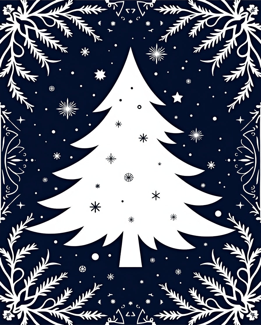Winter Snowflake Christmas Tree Garden Rug
