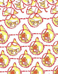 Yellow Red Mid-Century Robot Forms Rug