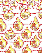 Yellow Red Mid-Century Robot Forms Rug