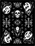 Gothic White Skull Fire Tribal Rug