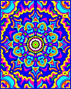 Vibrant Psychedelic Mandala Art Rug