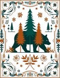 Rustic Bear Forest Woodland Border Rug