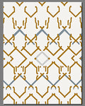 Golden Blue Geometric Lattice Rug