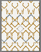Golden Blue Geometric Lattice Rug