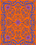 Vibrant Orange Amethyst Floral Scroll Rug