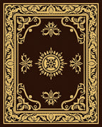 Elegant Gold Brown Arabesque Scroll Rug