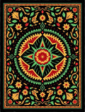 Vibrant Black Floral Sunburst Mandala Rug