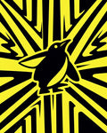 Bold Yellow Black Penguin Rays Rug