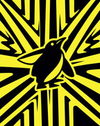 Bold Yellow Black Penguin Rays Rug