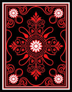 Bold Red Floral Medallion Graphic Rug