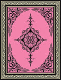 Pink Black Floral Medallion Border Rug