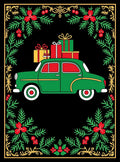 Green Car Christmas Presents Border Rug