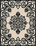Black Ivory Baroque Scroll Medallion Rug
