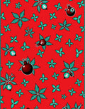 Crimson Christmas Ornament Leaf Scatter Rug