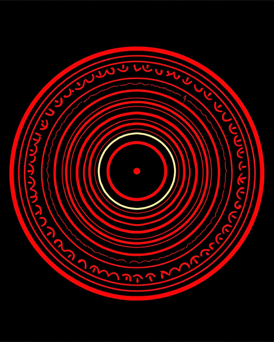 Crimson Concentric Circle Emblem Rug