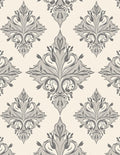 Elegant Gray Floral Damask Arrangement Rug
