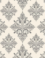 Elegant Gray Floral Damask Arrangement Rug