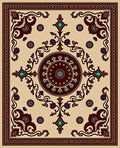 Ornate Crimson Teal Medallion Border Rug