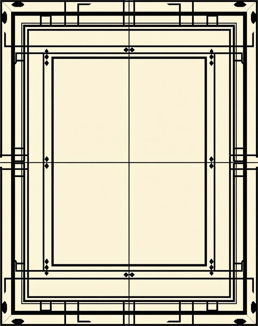 Art Deco Black Geometric Border Rug