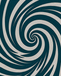 Deep Teal Swirling Spiral Rug