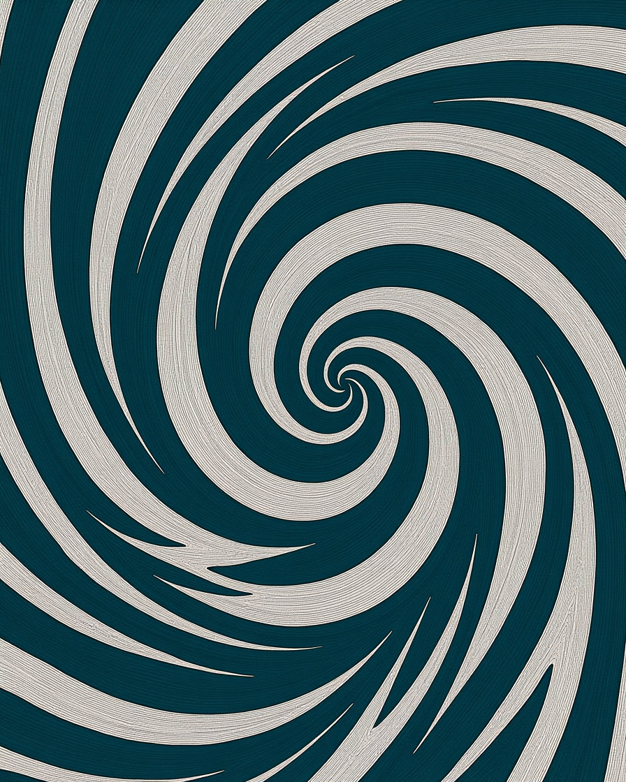 Deep Teal Swirling Spiral Rug